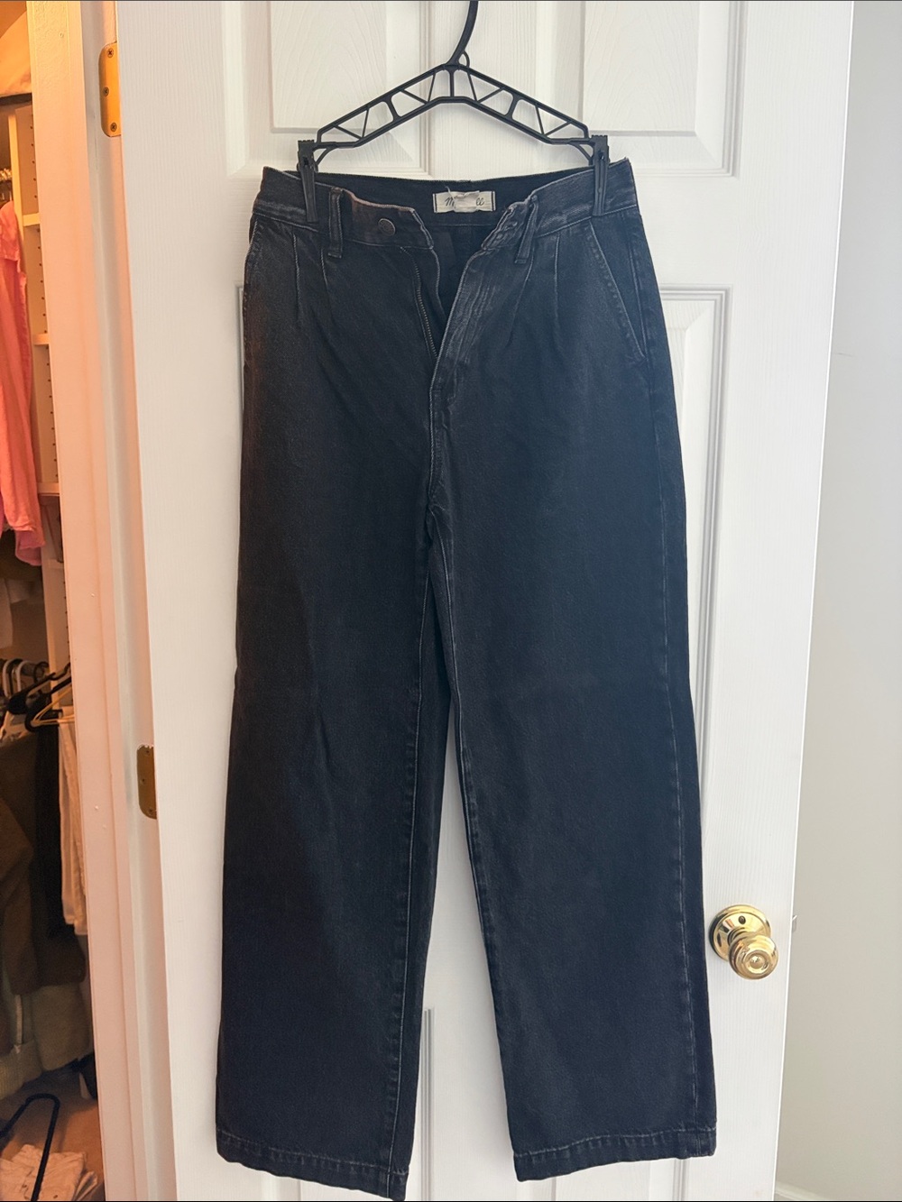 MADEWELL Women's High-Rise Wide Leg Jeans - Black